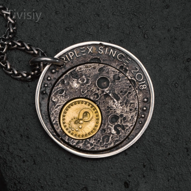 Sun and moon cycle rotating planet coin pendant